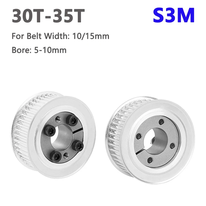 

1pc 30 32 34 35 Teeth S3M Timing Pulley with Bushing Synchronous Wheel for Width 10mm 15mm Belt Keyless Bore 5-10mm