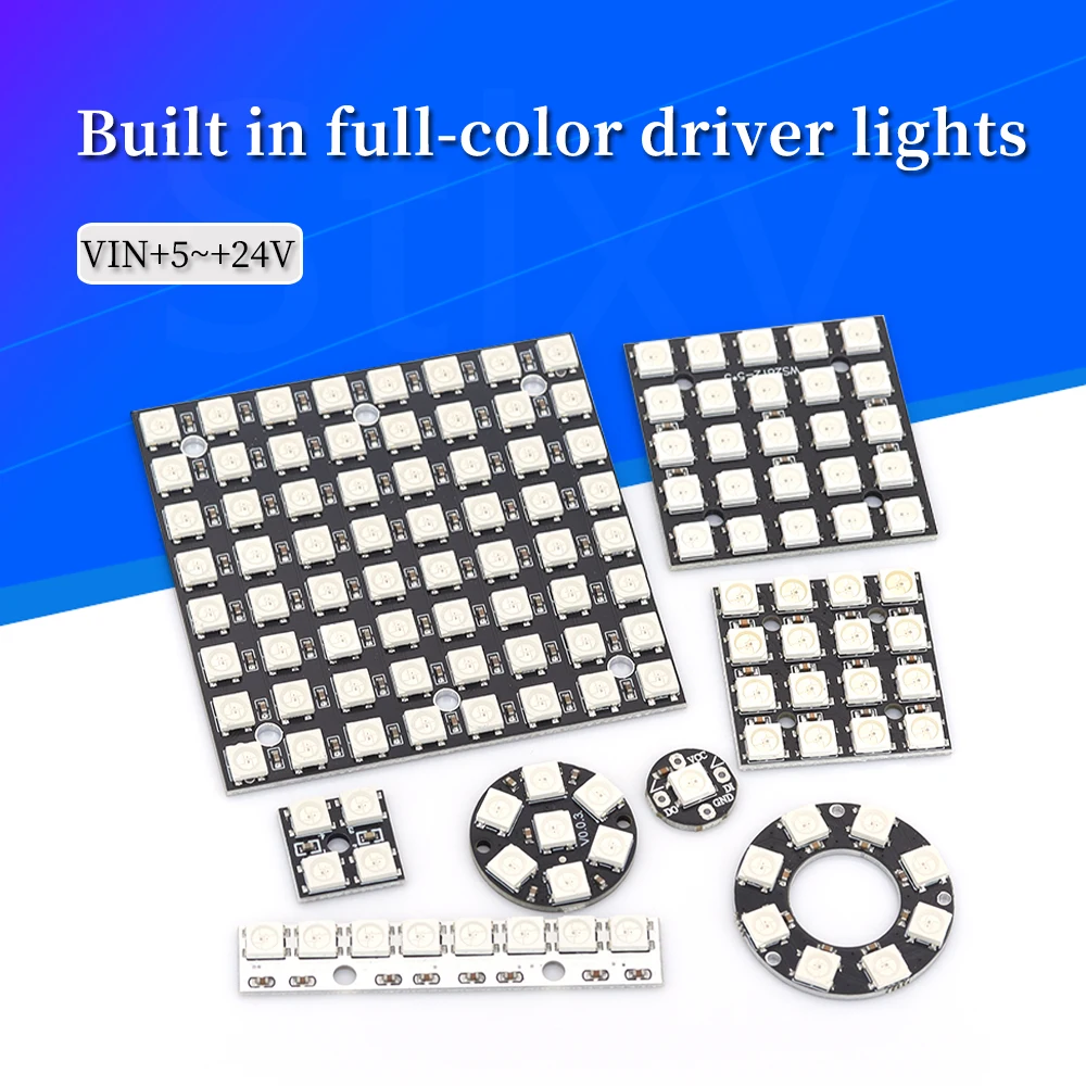 RGB LED Ring Lamp 5V 1Bit 3 4Bit 7 8Bit 9 12Bit 16Bit 24Bit 32Bit 64 Bits WS2812 5050 RGB LED Ring Lamp Light + Integrated Drivers For Arduino Diy