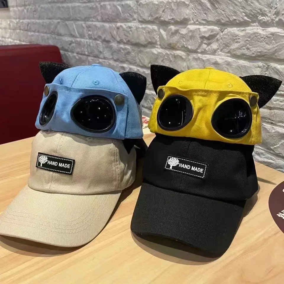 New fashion with cat ears aviator glasses baseball cap women's sunglasses duck cap for sun protection