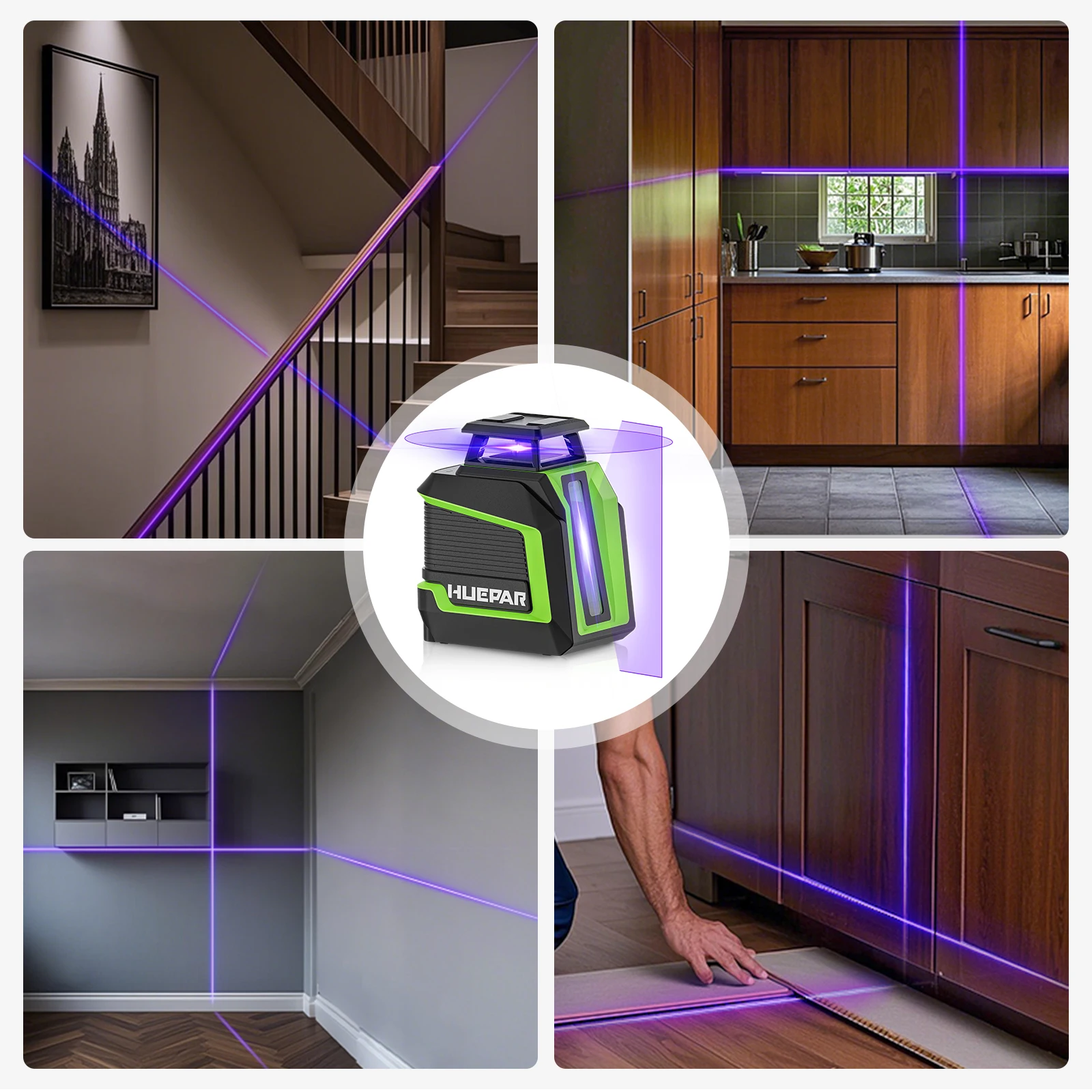 Purple Laser Level Horizontal Vertical Self-Leveling Cross Lines Laser Tool With
