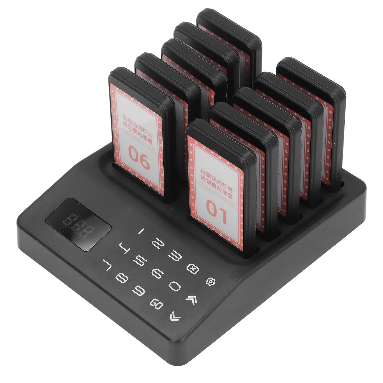 Pager Wireless Calling System Stable Signal Moderate Vibration Strength with 1 Base 10 Pagers Wireless Paging System for bar
