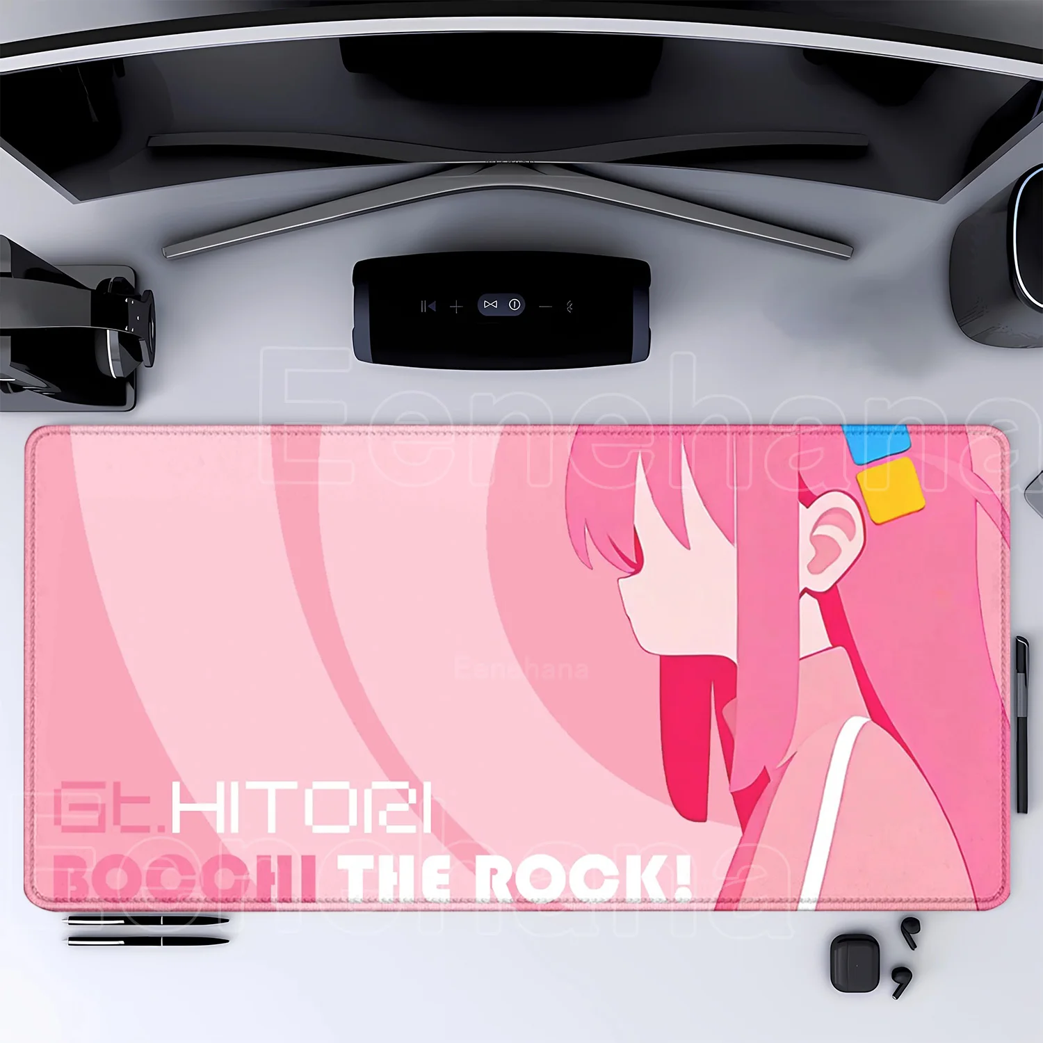 Bocchi The Rock Large Gaming Mousepad - HD Print Rubber Desk Mat with Locking Edge and Non-Slip Base