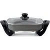Non-Stick Electric Skillet with Tempered Glass Lid,Black and Grey,Deep-Dish Frying Pan,12"x12" Cooking Surface,One-Pot Cooking 1
