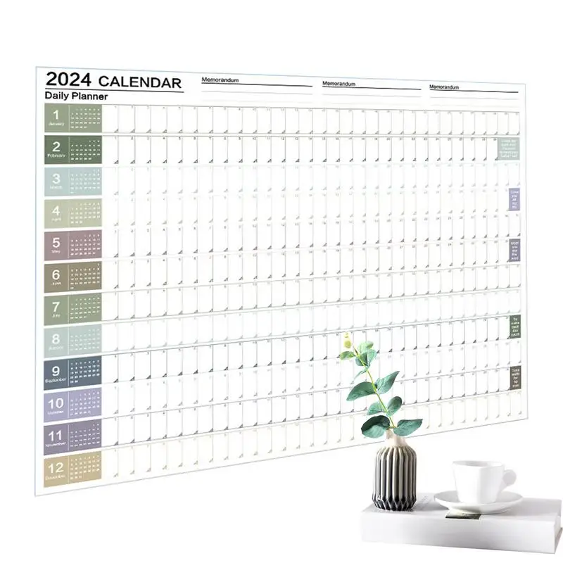 

2024 Wall Calendar Planner Sheet Kawaii Yearly Monthly Weekly Daily Planner To Do List Hanging Agenda Schedule Organizer Office