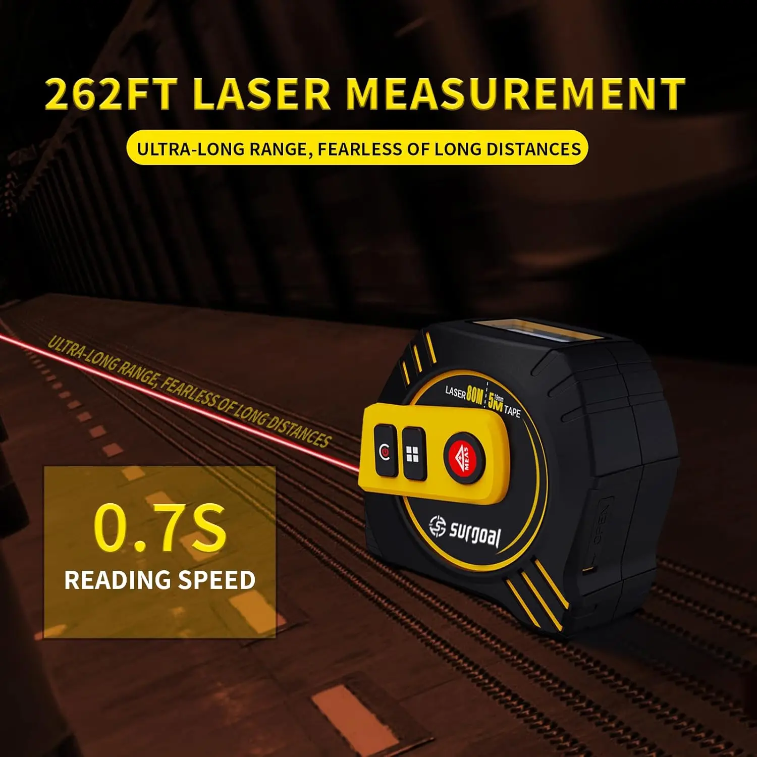 Multifunctional Rechargeable Laser Distance and Tape Measure