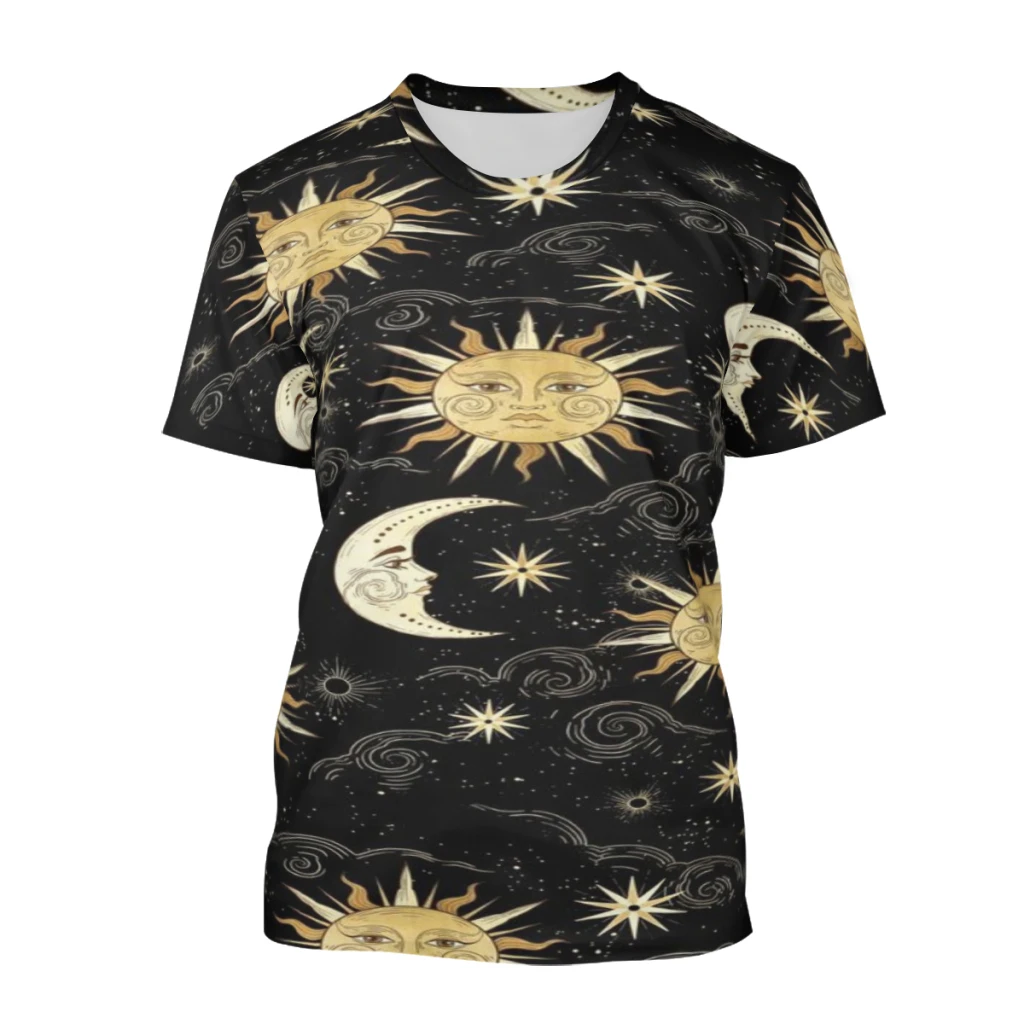 

Sun Moon Star Women T-shirt Short Sleeve Top Youthful Y2K