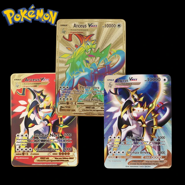 2023 new 10000 Arceus Vmax Gx gold pocket monster card Spanish iron metal  Pokmo Letters children's gift game collection card - AliExpress