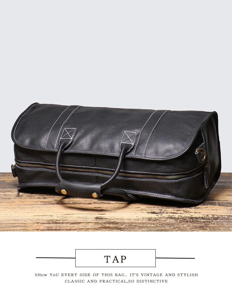 LUOKIR Herren-Reisetasche aus echtem Leder, erste Schicht Rindsleder, Schulter-Crossbody-Sporttasche, Geschäftsreisegepäcktasche – Detail 9