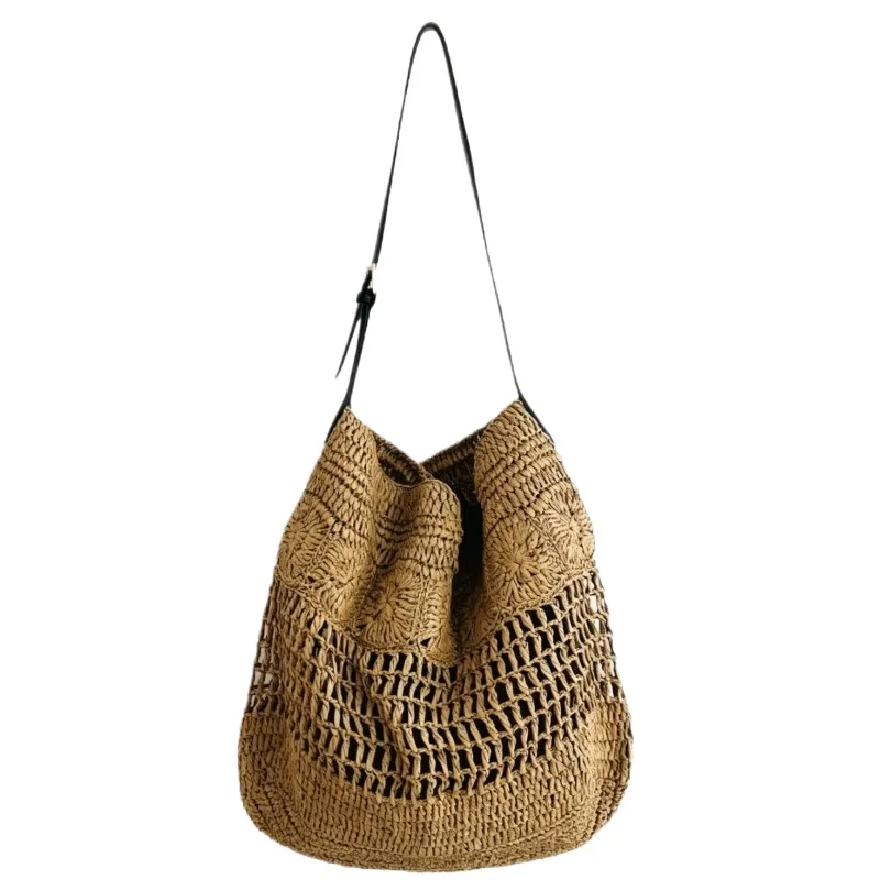 Women's Shoulder Bag with Large Capacity Handwoven Durable Color Block Design Travel Work Daily Vintage Stylish Casual