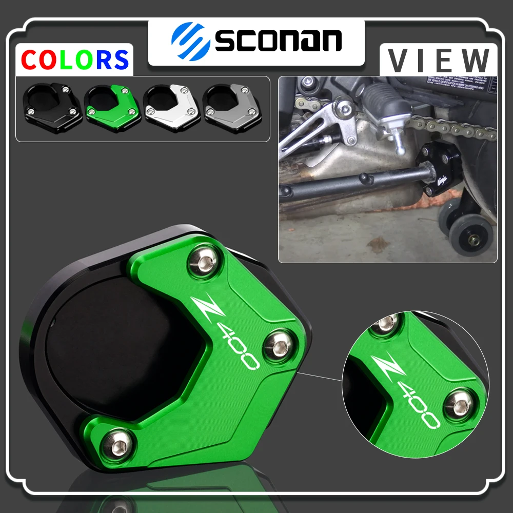 

For KAWASAKI Z400 Z 400 2018 2019 2020 2021 2022 Motorcycle CNC Aluminum Kickstand Side Stand Extension Enlarger Pad Accessories