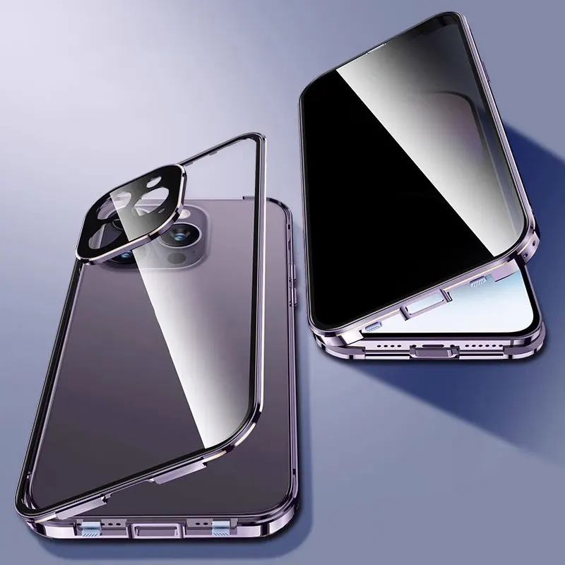 thumbnail image 1 of NEW 360° Protection revent the peep For iPhone 15 Pro max phone Case. Magnetic Adsorption Glass iPhon 12 11 13 Mini cover bag, 1 of 5