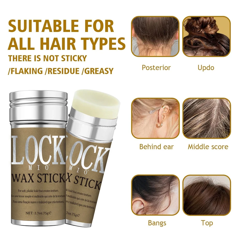 Styling wax Hair wax stick Hair wax LOCKMIO Wax Stick Natural Coconut Oil Moisturizes Soften Smoothing Styling Flyaway Hair Edge Control Strong Hold Long Lasting