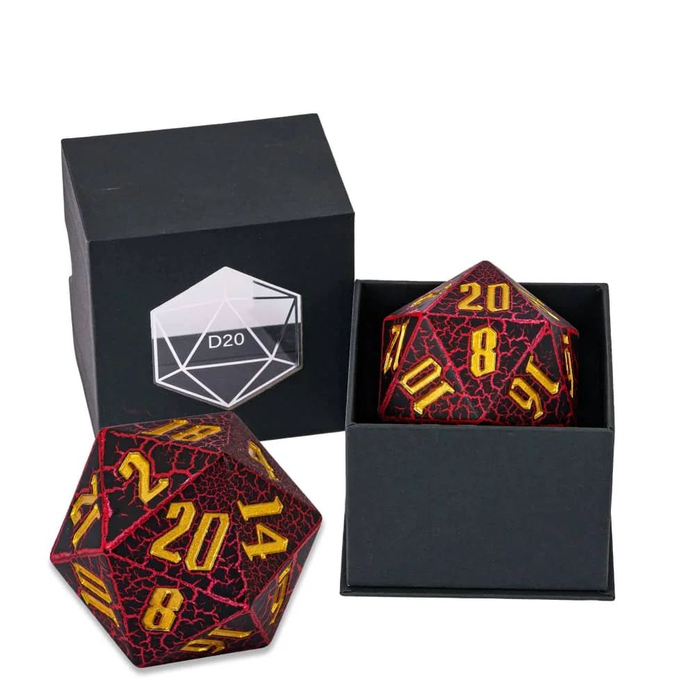 55MM Giant D20 Resin Dice New Cracking Spots Pattern 20 Sides Large Size Polyhedral Dice for D&D Bar Party Tabletop Games RPG