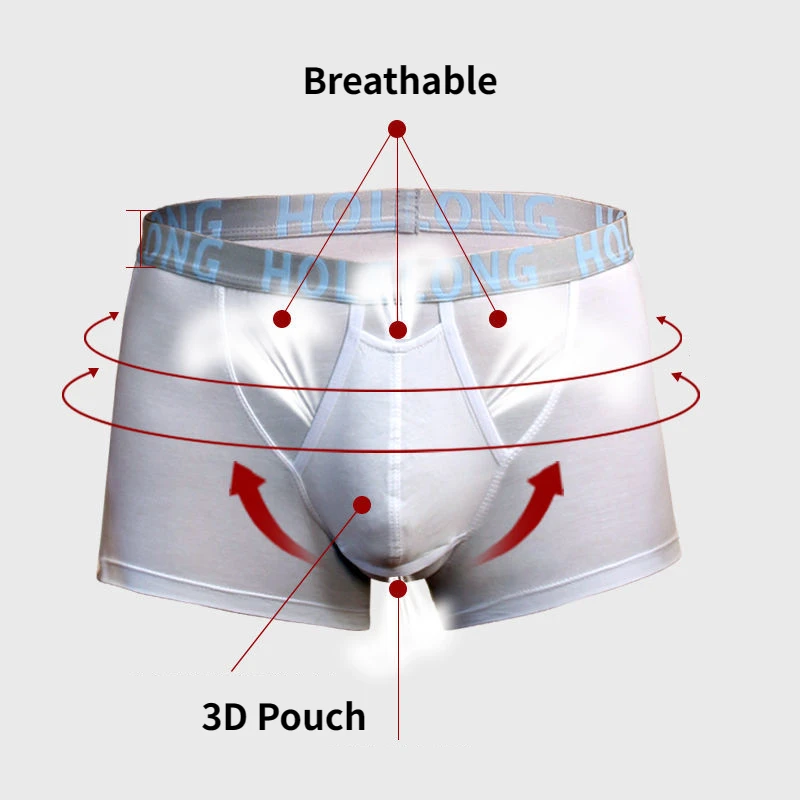 Man Breathable Boxers with Bulge U-Convex Penis Pouch Seperate Modal Soft Open Hole Lingerie Slips Big Enhancing Short Underwear 5