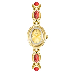 Luxurious Retro Oval Dial Ladies' Quartz Bracelet Watch (Red)