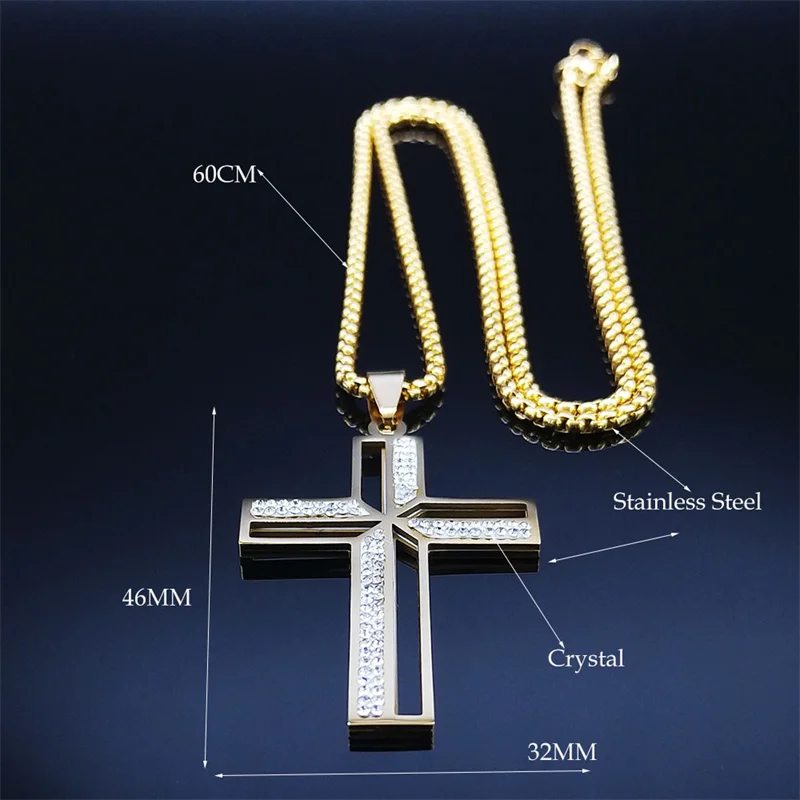 XYTAHDM Collana Uomo Donna Croce Acciaio Inossidabile, Catenella Acciaio Inossidabile Ciondolo Pendaglio Regalo per Ragazzo, Regali per Gioielli Cristiani