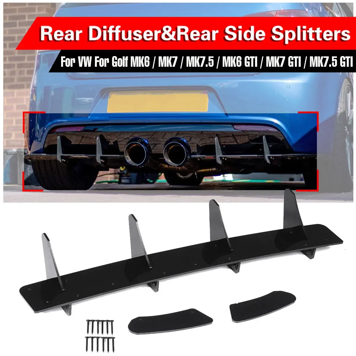 Mk7 Gti Diffusore Paraurti Posteriore Splitters Laterali Posteriori Spoiler Lip Per Vw Per Volkswagen Golf 7 Vii Mk7 Gti Paraurti Posteriore Diffusore