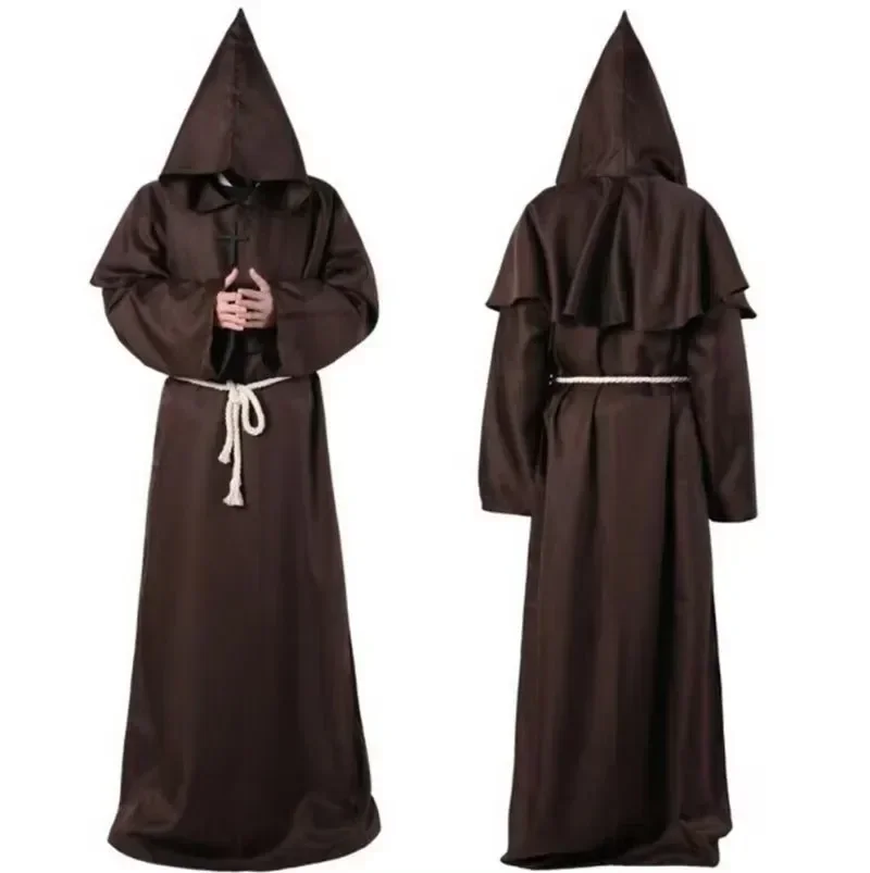 Katoenen Cape Houten Knop Battle-merchant Burkhard Cape Battle Merchant Wikinger-Kostüm Halloween Cape