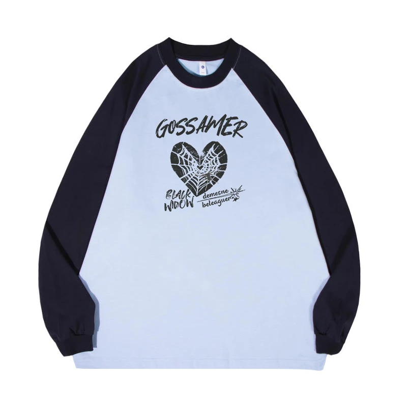 American Retro Sweatshirts for Women O-neck Spring and Autumn Oversize Long Sleeve Loose Female High Street Harajuku Pullovers