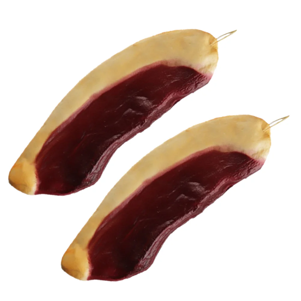 

2pcs Artificial Cured Meat Decoration Simulation Fork Cured Meat Photo Prop Artificial Meat Props