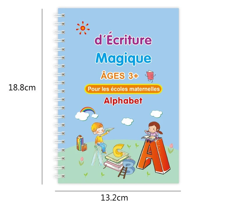 Englisch Französisch Arabisch Spanisch Copybook Mehrere Sprachen Wiederverwendbares Magic Practice Copybook für Kinder Handschrift Grooves Vorlage – Detail 9