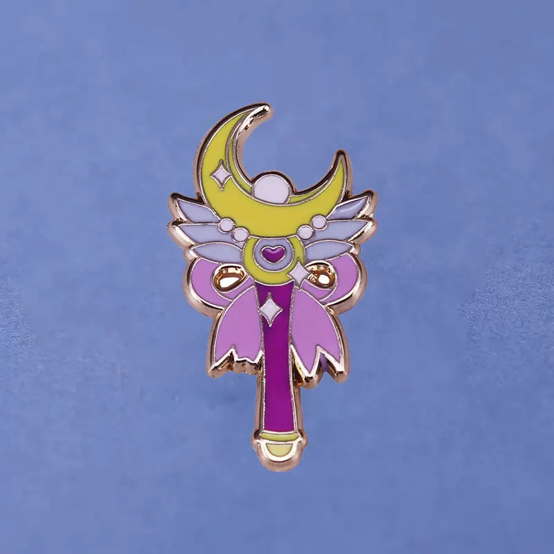 

Kawaii Star Moon Stick Hard Enamel Pin Cute Sailor Moon Magic Wand Brooch Accessories Anime Fans Collect Pins Jewelry Gifts