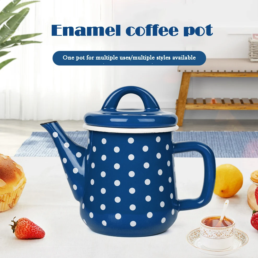 600ml Enamel Coffee Pot Japanese Style Thick Enamel Teapot Oil Can