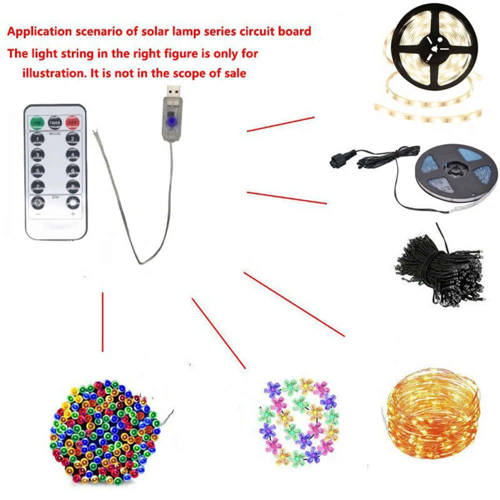 8 Mode Led Strip Light Remote Controller Dimmer 5V USB Circuit Board For 200LED String Lamp For Christmas Home Party