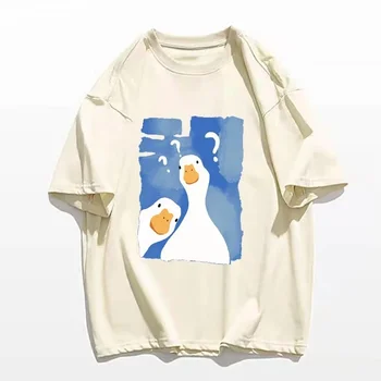 Woman T-Shirt Funny Two Confused Ducks Print Summer Fashion T Shirt Hip Hop Short Sleeve Casual Streetwear Clothing 1