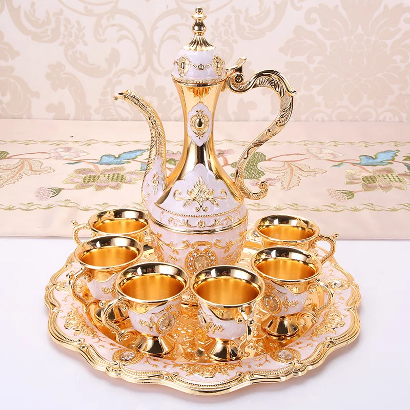 8-piece white wine glass dispenser household small set western-style metal hip flask high-end decoration