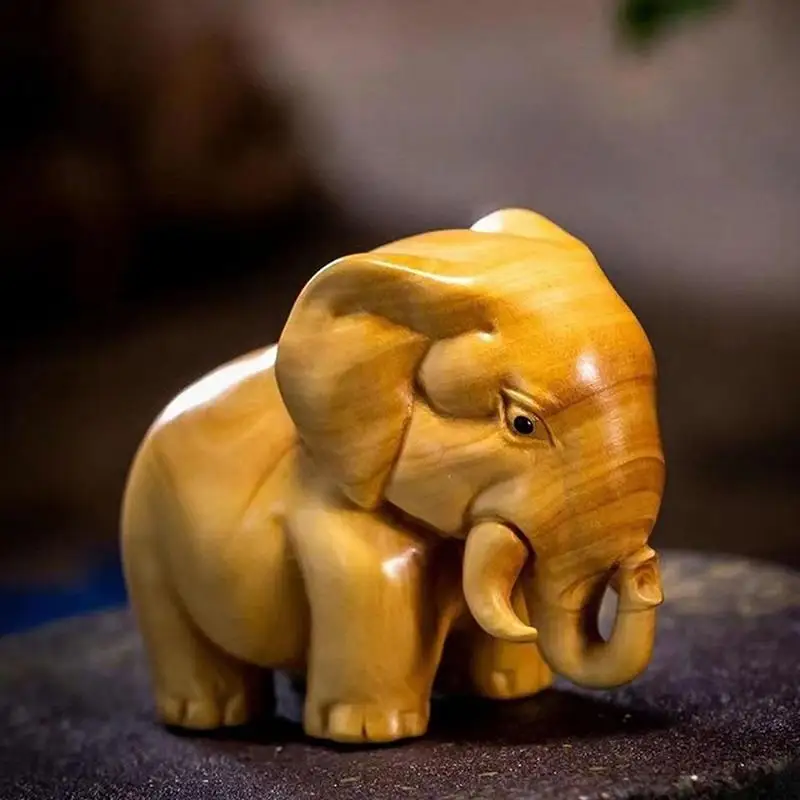 1 stücke Manuelle Holz Carving Holz Produkt Nashorn Nilpferd Elefant Zimmer Home Decor Auto Ornamente Dekoration Skulpturen & Figuren – Detail 7