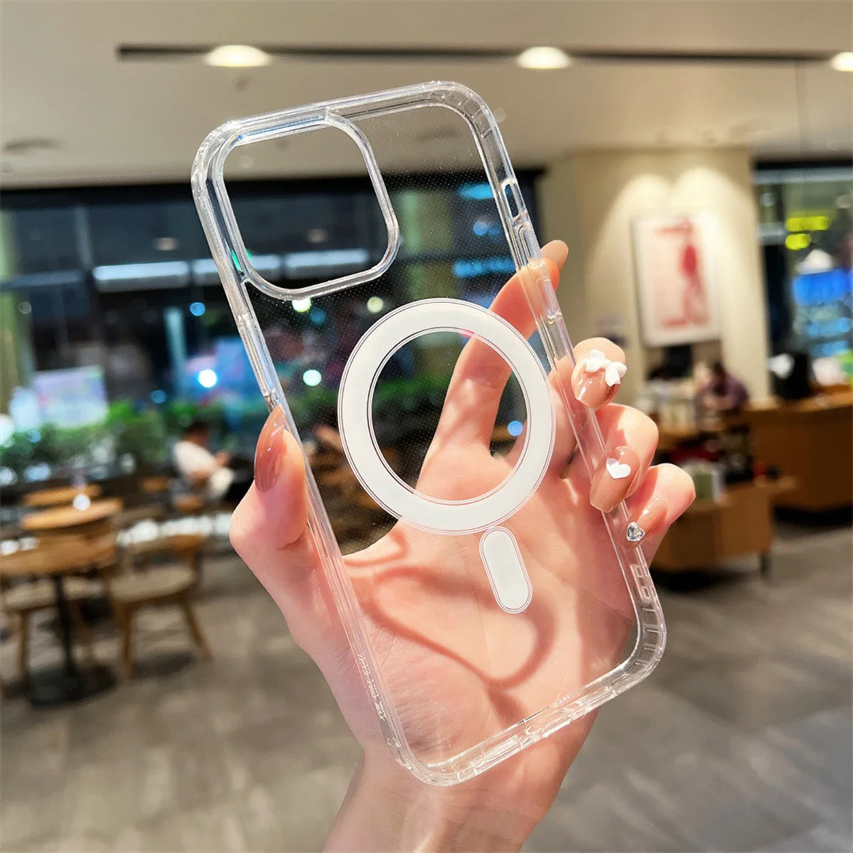 ตัวเลือกสินค้า เคสแม่เหล็กซิลิโคนนิ่มใส ป้องกันแรงกระแทก iPhone