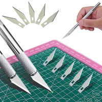 Non-Slip Metal Scalpel Knife Tools Kit Cutter Engraving Scalpel Knives With 5pcs Blades Phone Paper DIY Cutting Tool Accessories 1