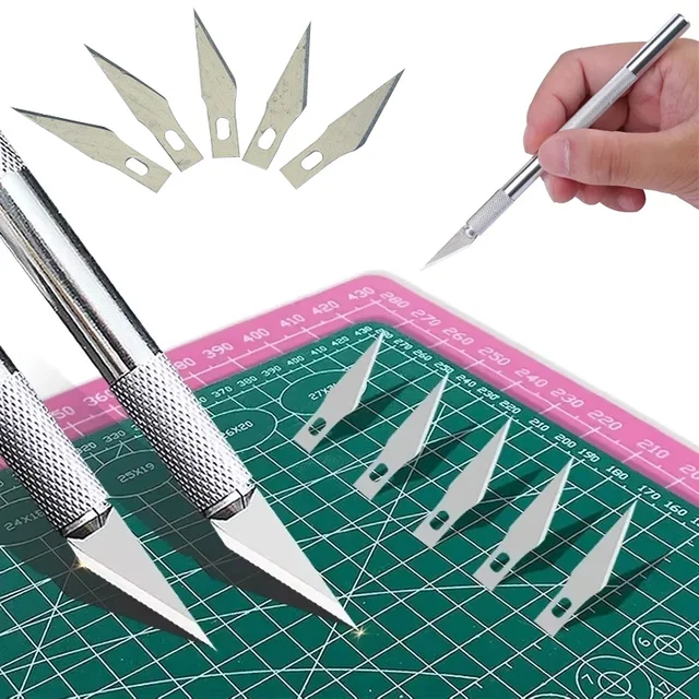 Non-Slip Metal Scalpel Knife Tools Kit Cutter Engraving Scalpel Knives With 5pcs Blades Phone Paper DIY Cutting Tool Accessories 1