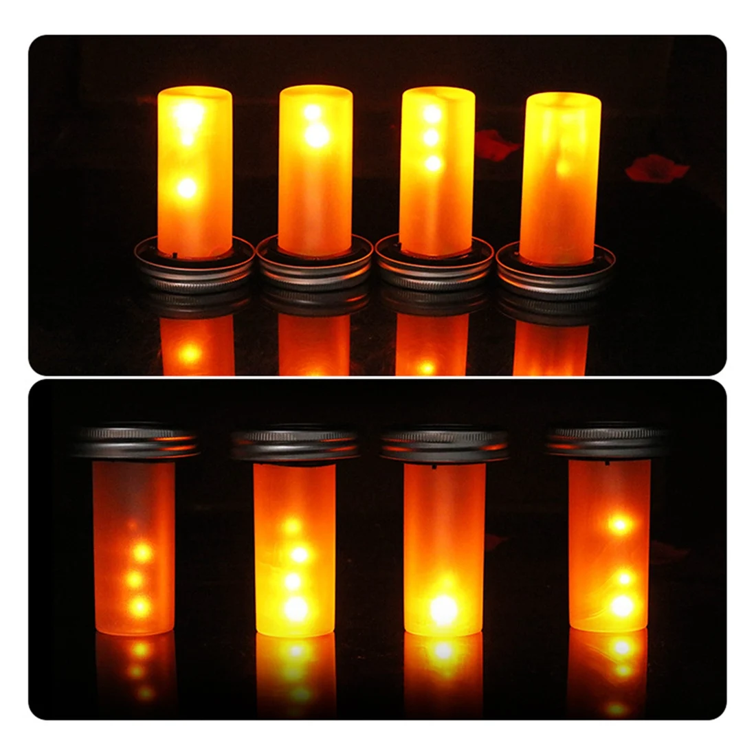 4Pcs Solar LED Mason Jar Lit Light Torch Flame Warm LED Garden Outdoor Solar Bottle Lamp Candle Lantern Decoration solar led bottle lamp