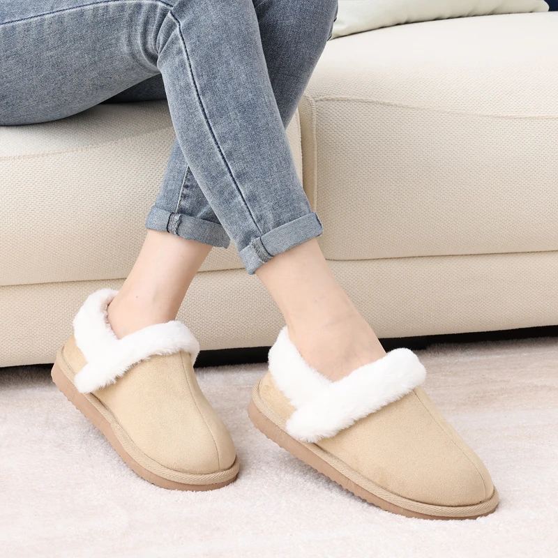 Shevalues Winter Fuzzy Damen Hausschuhe Mode Indoor Slides Slip On House Slides Pelzige warme Outdoor-Baumwollhausschuhe für Frauen – Detail 5