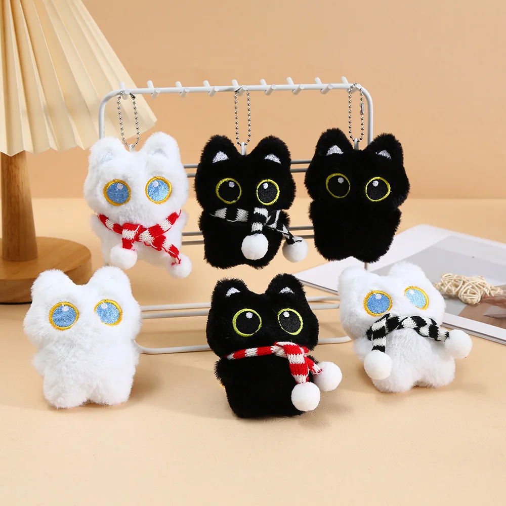 1Pcs Cute Plush Black Cat Doll Toy Keychain Bag Pendant Car Keyring Accessories for Women Couples Kawaii Gift