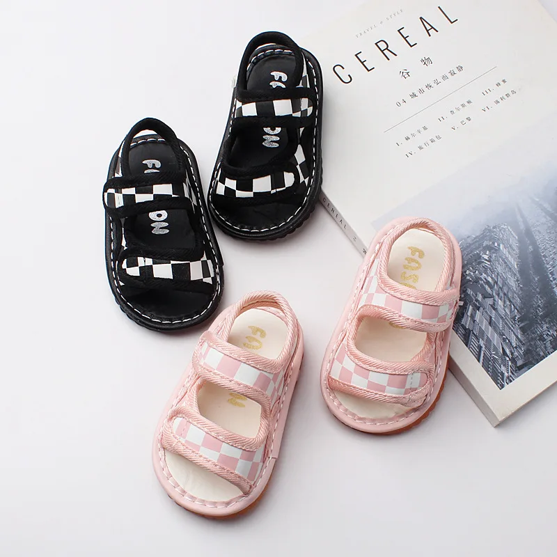 SandaliasChildren Voice Shoe Colorful Summer New Kid Shoe Boy Sandal 0-2Year Soft Sole Comfortable Baby Shoes Sandals for Girls
