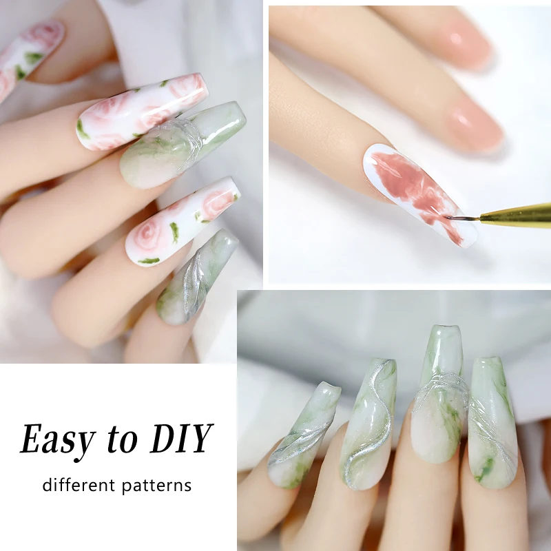 NAILCO 블루밍 젤, UV 플라워 수채화 젤, 광택제 바니시, 블라썸 네일 아트, 투명 매니큐어 효과, 네일 접착제, 10ml