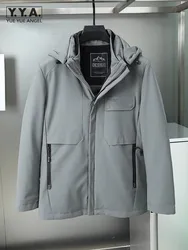 Outside Winter Waterproof Thick Warm Mens Down Coat Detachable Liner Casual Outerwear Men Windbreak Hooded Cargo Jacket Size 5XL