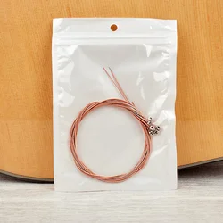 Set of 6 Pure Copper Acoustic Guitar Strings - High-Quality Classic Sound Guitar Accessories (Red copper string)