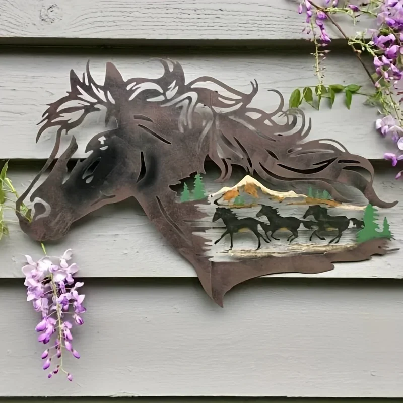 

Metal Wall Art Horse Shadow, Living Room Office Dining Room Lobby Wall Decor, Halloween Room Decor, Art Indoor Yard Decoration