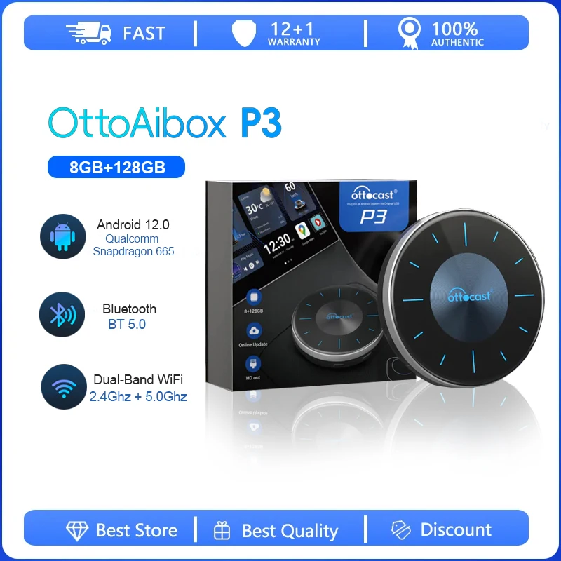 OttoAibox P3 CarPlay AI TV Box Wireless Android Auto Car Play for