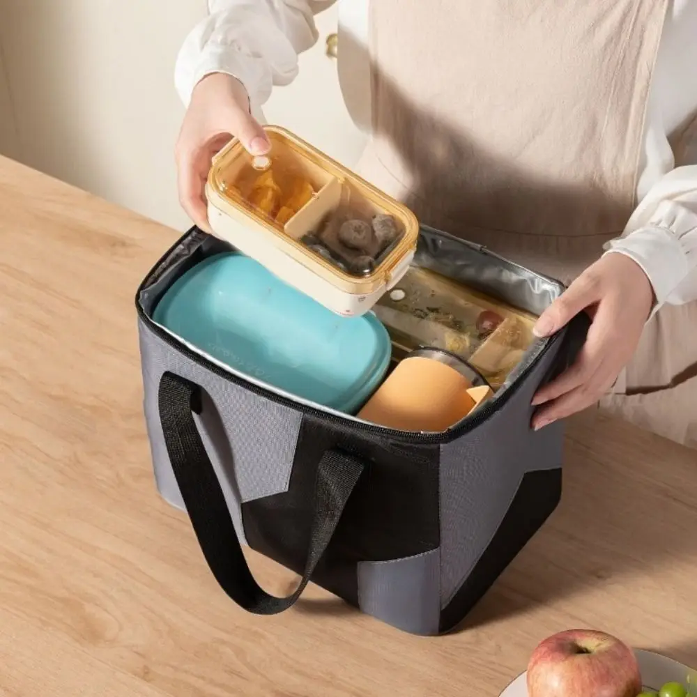 Practical Oxford Cloth Insulation Bag Waterproof Large Capacity Food Thermal Handbag with Handle Lunch Box Bag for Home
