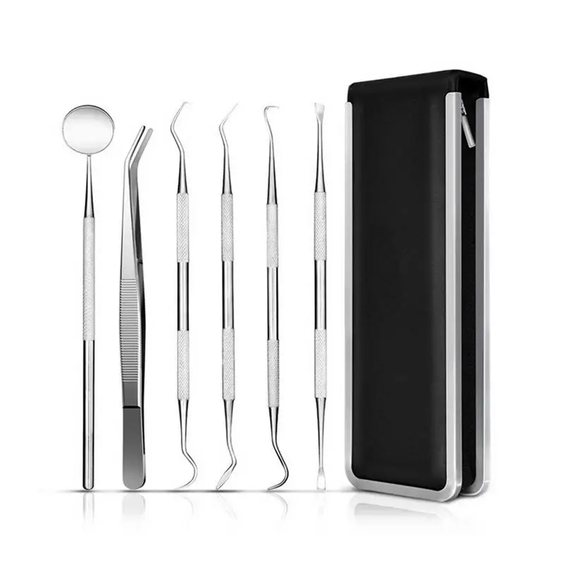 

Dental Mirror Sickle Tartar Scaler Teeth Pick Spatula Set Dentist Prepared Tool Probe Tooth Care Kit Tweezer Hoe Sickle Scaler