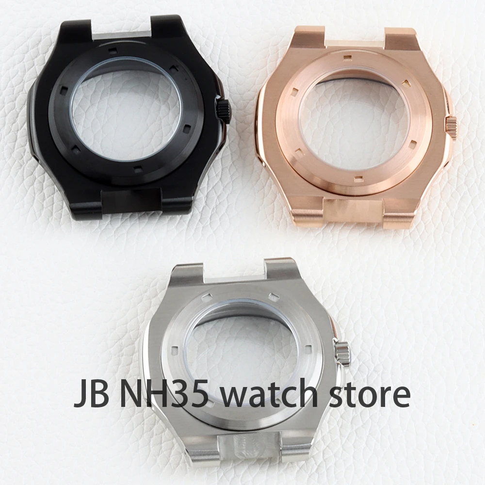 40mm Square Watch Case Sapphire Accessories for Nautilus Style Watches for NH35 NH36 NH38 movement Waterproof 316L steel Strap