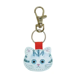Charming Cartoon Leather Cat Keychain Pendant - Fashionable Kawaii Kitten Bag Accessory (A5)