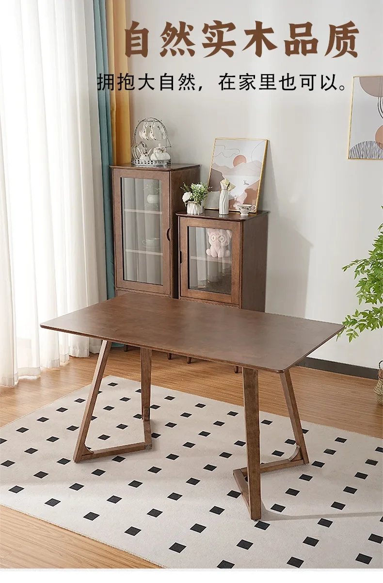 Internet Celebrity Solid Wood Dining Table Nordic Walnut Home Bed And Breakfast Cafe Simple Leisure Reception Office Wooden Tabl