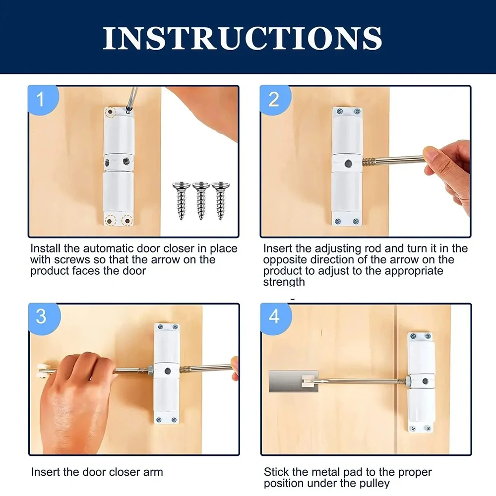 Automatic Adjustable Closer Surface Mounted Automatic Heavy Duty Safety Spring Closer for Interior Exterior Door Door Closer