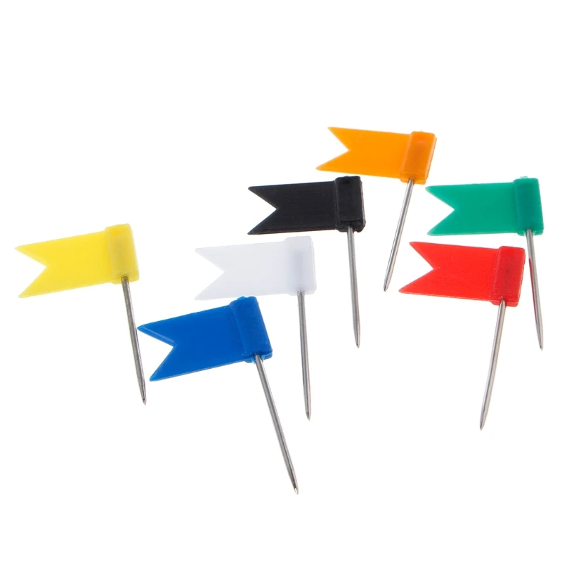 Push Pins 100 Pieces Mixed Color Flag Push Pins Nail Thumb Tack Map Drawing Pin Stationery